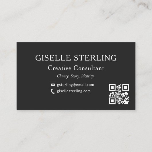 Black White QR Code Professional Photo 名刺 (正面)