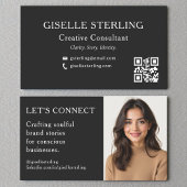 Black White QR Code Professional Photo 名刺