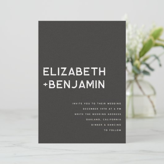 Black White QR Code Wedding Invitation with RSVP 招待状 (スタンド正面)