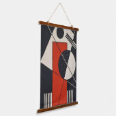 Black White Red Geometric Abstract Mid Century 吊り下げ型タペストリー (傾斜あり)