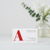 Black White Red Monogram Attorney Business Card 名刺 (スタンド正面)