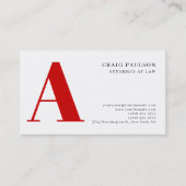 Black White Red Monogram Attorney Business Card 名刺 (正面)