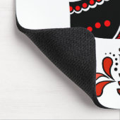 Black/white/red Nordic Folk Dala horse/Friesian マウスパッド (コーナー)