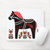 Black/white/red Nordic Folk Dala horse/Friesian マウスパッド (マウス)