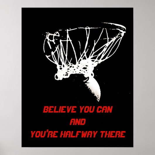 Black White Red Pop Art Basketball Poster ポスター (正面)