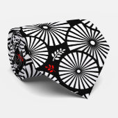 Black White Red Sunburst Retro Floral Geometric ネクタイ (ロール)