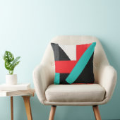 Black, White, Red & Teal Abstract Shapes クッション (椅子)