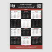 Black, White, Red Your Logo 2026 Calendar Magnet (正面)