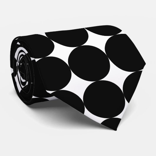 Black White Retro Geometric Circle Pattern ネクタイ (ロール)