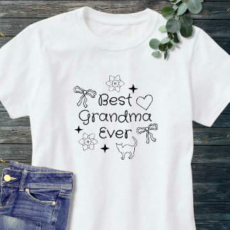 Black & White Retro Hand Drawn Best Grandma Ever Tシャツ