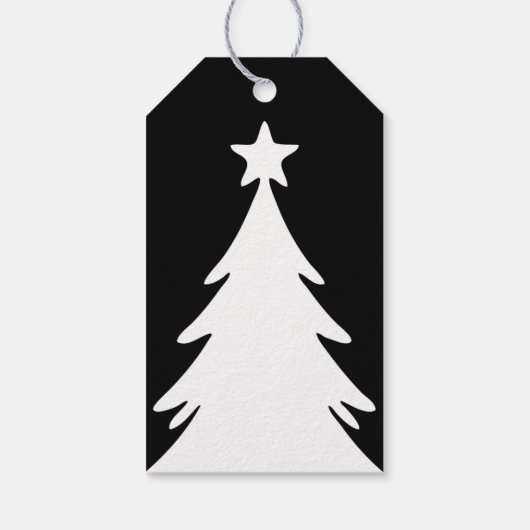 Black & White Reversable Doodle Christmas Tree ギフトタグ (裏面)