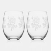 Black & white rose ステムなしワイングラス (裏面)