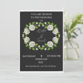 Black & White Rose Wreath Wedding Invitation (スタンド正面)