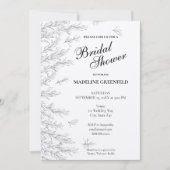 Black & White Rosemary Floral Bridal Shower 招待状 (正面)
