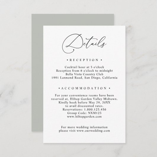 Black & White Sage Greenの情報結婚詳細 エンクロージャーカード (正面/裏面)