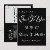 Black & White Save the Date Post Card ポストカード (正面/裏面)