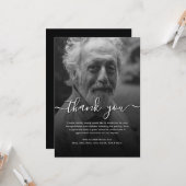 Black & White Script Funeral/Sympathy Thank You カード (正面/裏面インサイチュ)