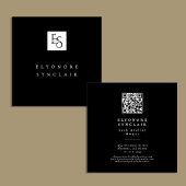 Black White Script Lashes Studio ロゴQRコード スクエア名刺