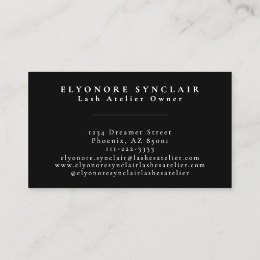 Black White Script Lashes Studio 名刺 (裏面)