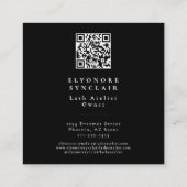 Black White Script Lashes Studio Logo QR Code スクエア名刺 (裏面)