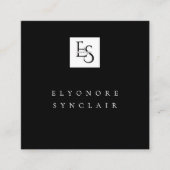 Black White Script Lashes Studio Logo QR Code スクエア名刺 (正面)