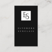 Black White Script Lashes Studio Logo QR Code 名刺 (正面)