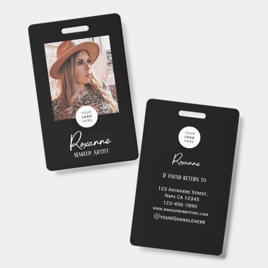 Black & White Script Logo Photo Makeup Badge バッジ (表裏)