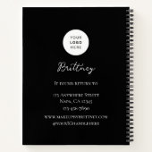 Black White Script Logo Photo Makeup Customizable  ノートブック (裏面)