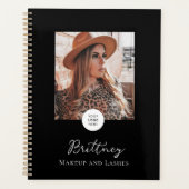 Black White Script Logo Photo Makeup Customizable  プランナー手帳 (正面)