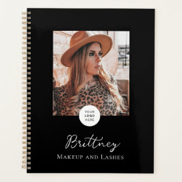 Black White Script Logo Photo Makeup Customizable  プランナー手帳