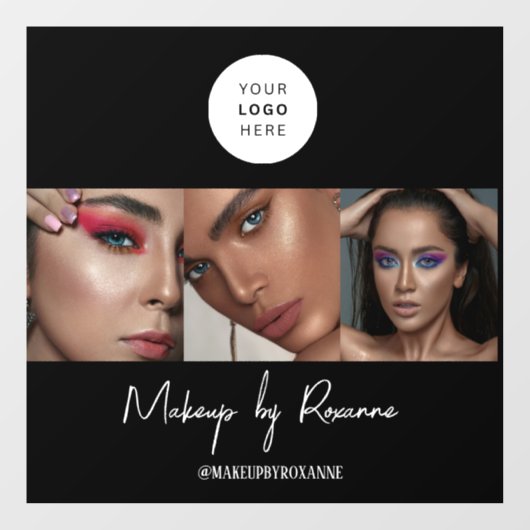 Black White Script Logo Photo Makeup Studio  ウィンドウサイン (シート)