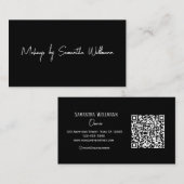 Black White Script QR Code Makeup Business Card 名刺 (正面/裏面)