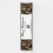 Black & White Script QR Code Minimalist booth Tent 横断幕 (縦)