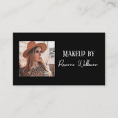 Black White Script QR Code Photo Business Card 名刺 (正面)