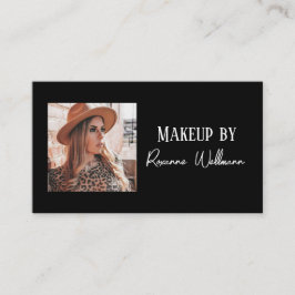 Black White Script QR Code Photo Business Card 名刺