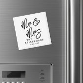 Black White Script Wedding Favor マグネット