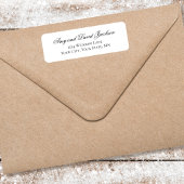 Black White Script Wedding Return Address ラベル