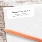 Black White Script Wedding Return Address ラベル