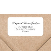Black White Script Wedding Return Address ラベル