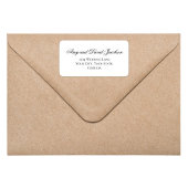 Black White Script Wedding Return Address ラベル
