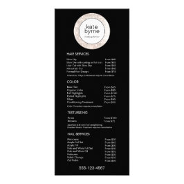 Black White Sequin Beauty Price List Service Menu ラックカード