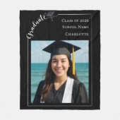 Black white simple modern photo Graduate フリースブランケット (正面)