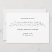 Black White Simple Photo Baby Announcement Card 招待状 (裏面)