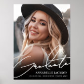 Black White Simple Photo Graduation Party Sign ポスター (正面)