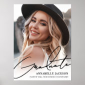 Black White Simple Photo Graduation Party Sign ポスター (正面)