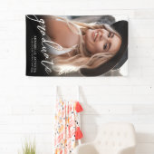 Black White Simple Photo Graduation Party Sign 横断幕 (インサイチュ)