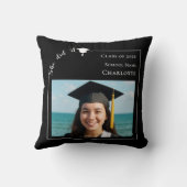 Black white simple photo She did it Graduate クッション (裏面)