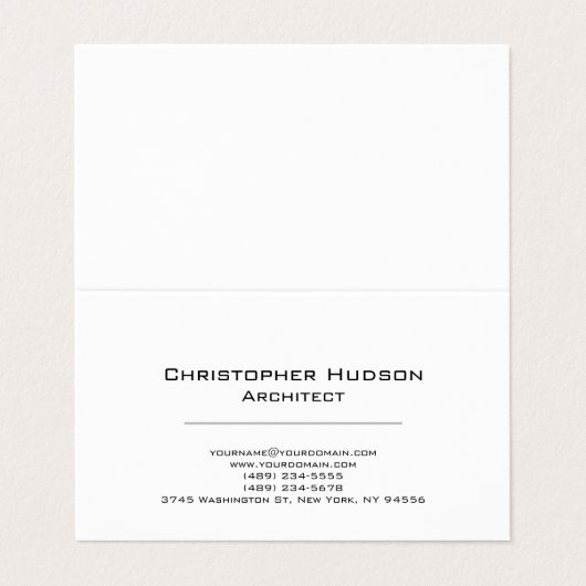 Black White Simple Plain Architect Business Card 名刺 (外部フラット)
