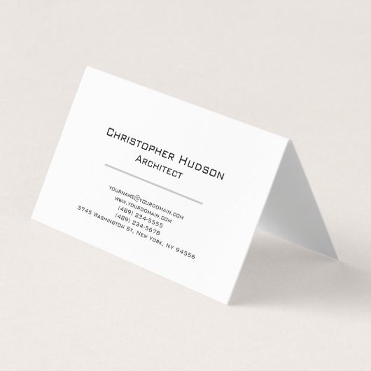 Black White Simple Plain Architect Business Card 名刺 (正面)