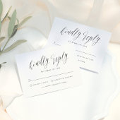 Black & White Simple Script Calligraphy Wedding 出欠カード